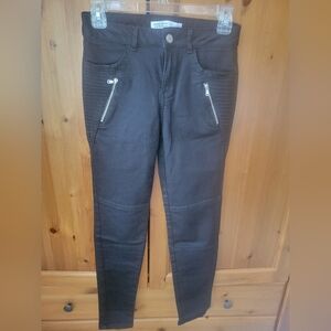 Zara Black Slim Fit Trousers with Zipper Details